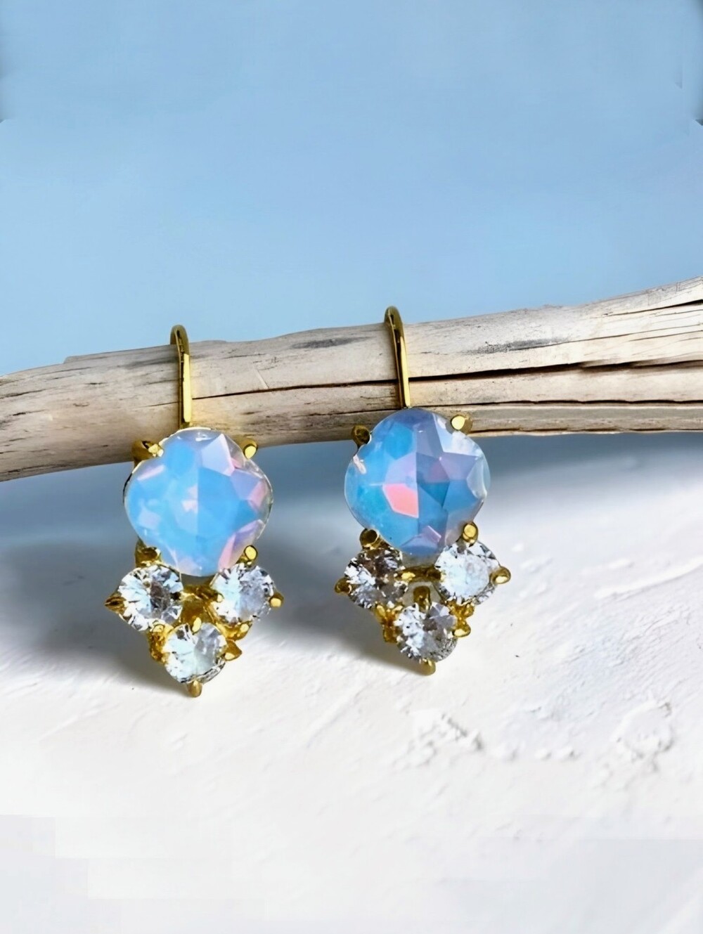 Blue Crystal Drop Earrings NWOT